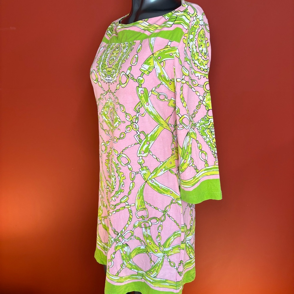 Barbara Gerwit Boatneck Pink & Green Dress - Picture 3 of 5